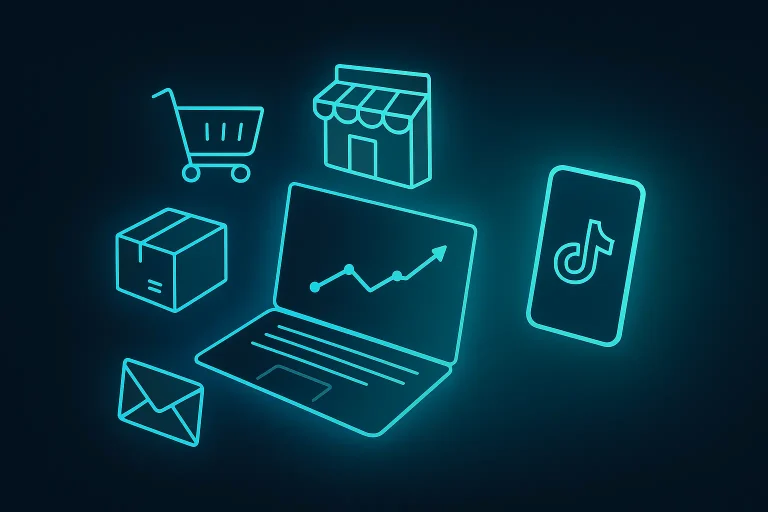 banner image with a laptop and tiktok logo on it