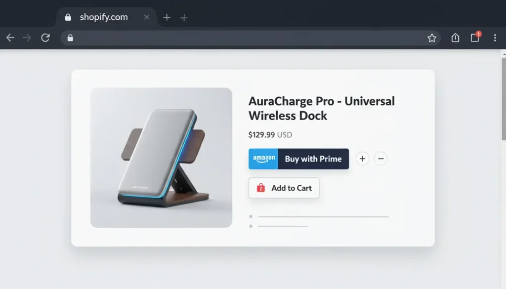 a shopify product featuring the buy with prime button