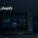 banner image with a dark bacckground a desktop and a phone and the shopify logo in a corner