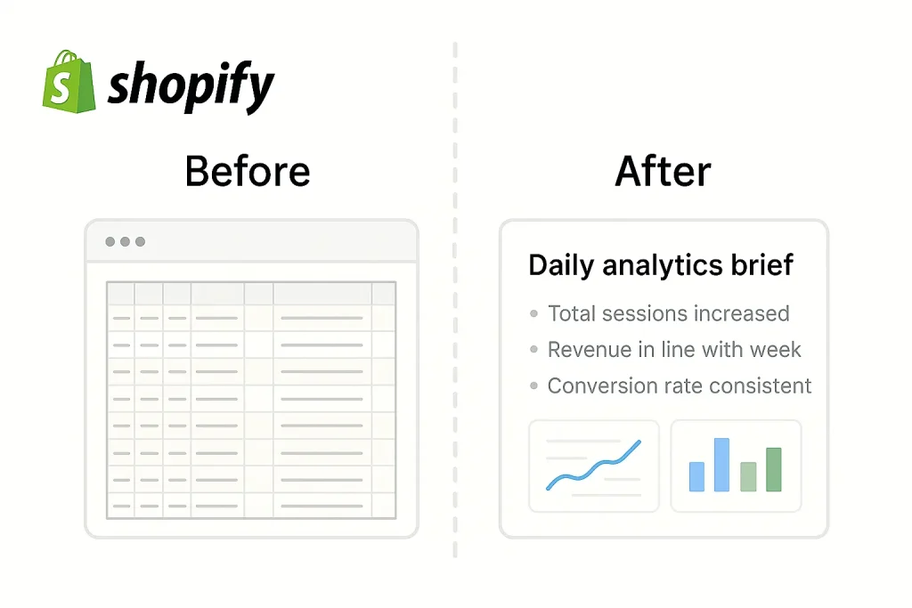 Shopify Sidekick AI assistant illustrating theme polish with color swatches and layout controls